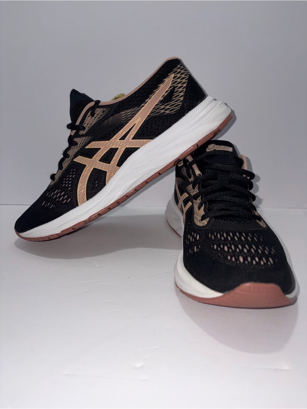 ASICS Women's Black and Rose Gold Running Shoes 1012A746 Size 8.5